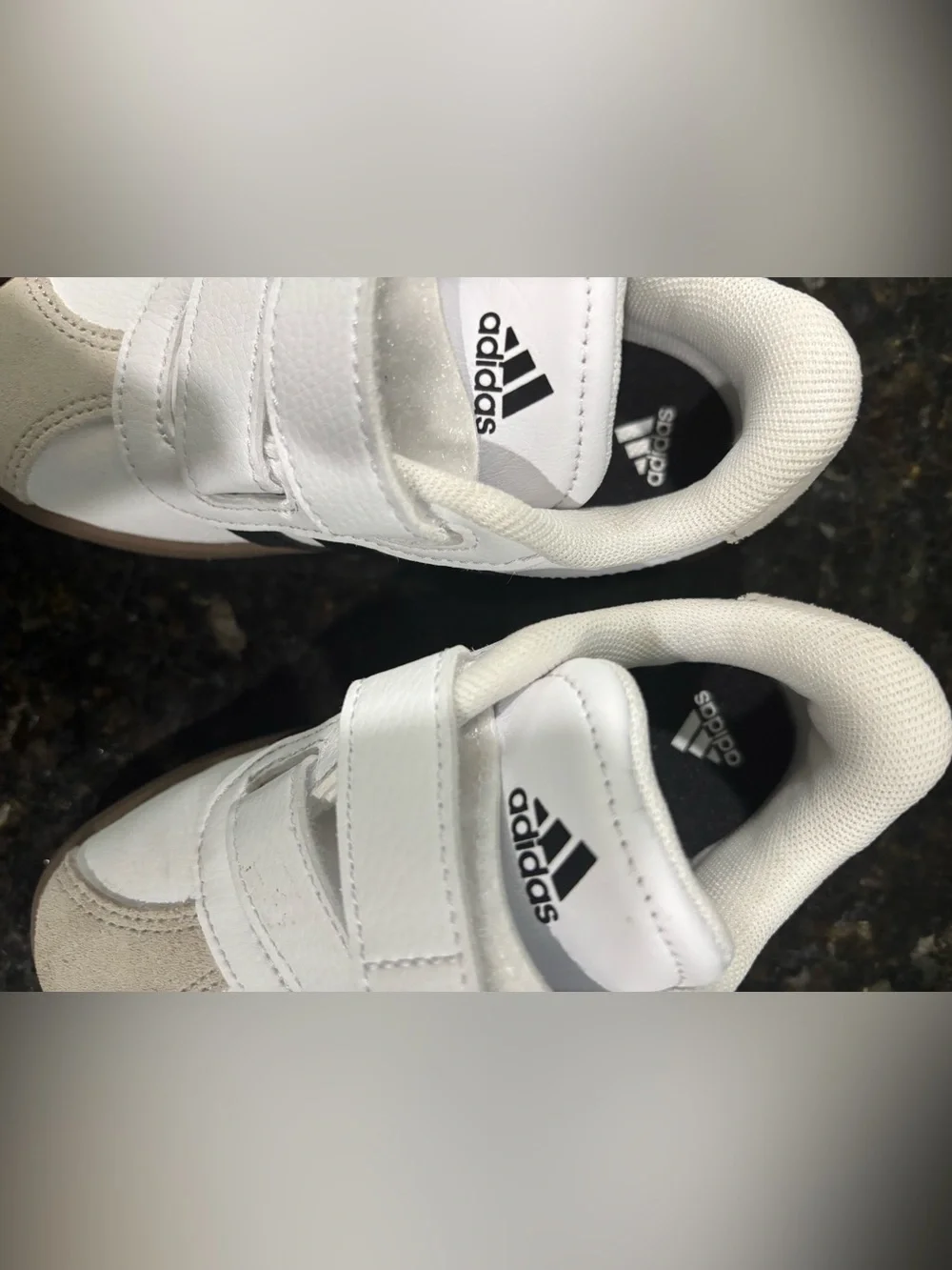 adidas Kids White and Gray Velcro Sneakers